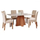 Ver imagem 2 de Mesa de Jantar 6 Lugares Maitê Fernanda com Vidro Cinamomo/off White/nude - Cimol