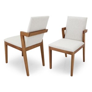 Kit com 2 Cadeiras de Jantar Liana com Braço - 2255 Mmj-as As-castanho Claro As-526