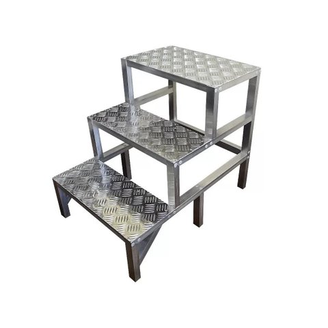 Escada Banqueta De Alumínio Super Resistente 03 Degraus