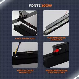 Kit Trilho Magnético Sobrepor 2 Metros C/ Difusa 1,20m + 2 Spot 10w Completo - 5