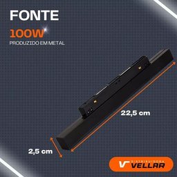 Kit Trilho Magnético Sobrepor 2 Metros C/ Difusa 1,20m + 2 Spot 10w Completo - 4