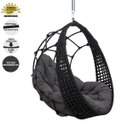 Ver imagem 2 de Balanço Ninho Suspenso Corda Náutica Preta Almofada Impermeável Cinza + Mola e Mosquetão