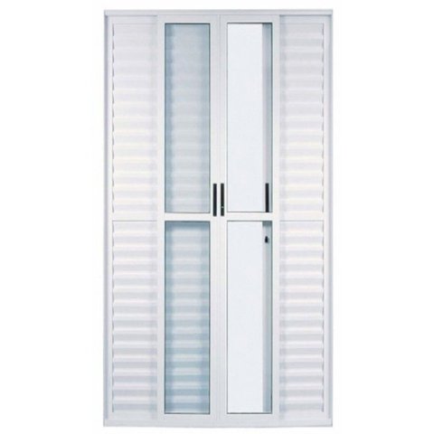 Porta Balcão de Correr com Veneziana de Alumínio Branco 6 Folhas Cmc Classic - 2,10 (A) X 2,00 (L)