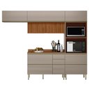 Ver imagem 1 de Cozinha Modulada Proença 4 Peças com Aéreo 120cm Ripado Nogueira Touch-nude Prime Tx - Demartêz
