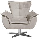 Ver imagem 3 de Poltrona Decorativa Base Giratória Cromada Charger Suede Nude G19 - Gran Belo