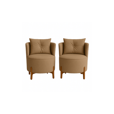 Kit 2 Poltronas Orgânica Curva Luna Veludo Cappuccino - Montanaris Decor