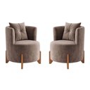 Ver imagem 4 de Kit 2 Poltronas Orgânica Curva Luna Veludo Cappuccino - Montanaris Decor