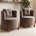 Ver imagem 1 de Kit 2 Poltronas Orgânica Curva Luna Veludo Cappuccino - Montanaris Decor