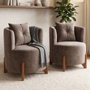 Ver imagem 3 de Kit 2 Poltronas Orgânica Curva Luna Veludo Cappuccino - Montanaris Decor