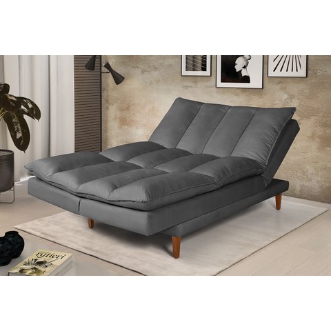 Sofá Cama Vancouver Suede 3 Lugares Cinza 380 Império Estofados