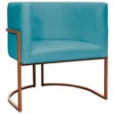 Ver imagem 1 de Poltrona Decorativa Recepção Luna Suede Cores Base de Ferro Bronze