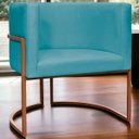 Ver imagem 2 de Poltrona Decorativa Recepção Luna Suede Cores Base de Ferro Bronze