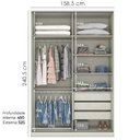 Ver imagem 3 de Guarda Roupa Modulado 2 Portas 241x159 Cm Seletto Areia Henn