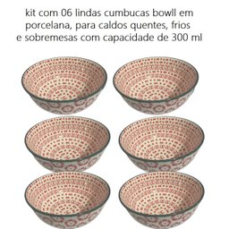 Kit 6 Lindos Bowls Porcelana Pratos Frios ou Quentes 300ml - 7