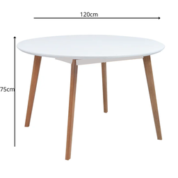 Mesa Leda com Tampo Branco e Base Madeira – Decoração Moderna 120cm - 5