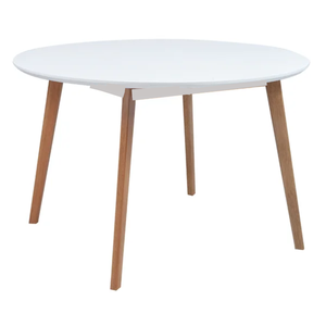 Mesa Leda com Tampo Branco e Base Madeira – Decoração Moderna 120cm