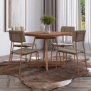 Ver imagem 3 de Mesa de Jantar Quadrada 90cm + 4 Cadeiras Lou Estofadas Nf