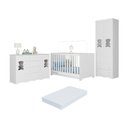 Ver imagem 1 de Quarto de Bebê Completo com Berço Americano 3 em 1 Colchão Doçura Multimóveis Mp4674 Branco