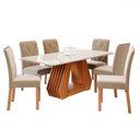 Ver imagem 2 de Mesa de Jantar 6 Lugares Ágata Fernanda com Vidro Cinamomo/off White/joli - Cimol