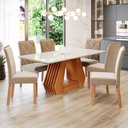 Ver imagem 1 de Mesa de Jantar 6 Lugares Ágata Fernanda com Vidro Cinamomo/off White/joli - Cimol