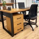 Ver imagem 2 de Mesa Escrivaninha 1,35m e Gaveteiro 3 Gavetas Escritório com Rodizío 100% MDF