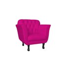 Ver imagem 1 de Poltrona Decorativa Couro Rosa Pink Pés Madeira Ms Decor