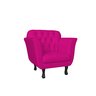 Poltrona Decorativa Couro Rosa Pink Pés Madeira Ms Decor - 1
