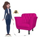 Ver imagem 3 de Poltrona Decorativa Couro Rosa Pink Pés Madeira Ms Decor