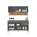 Ver imagem 6 de Cozinha Compacta Line 6 Portas 1 Gaveta MDF 150cm Cinza Gris Kit'S Paraná