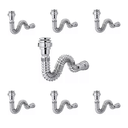 Ver imagem 1 de Kit 7 Sifão Sanfonado Cromado Cozinha Pia Banheiro Tanque Universal Abs Premium