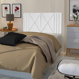 Cabeceira Estofada Casal 1,40cm Branco Corino Tóquio Quarto Decoração Lisa - 2