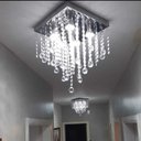 Ver imagem 2 de Lustre para Sala de Cristal Legítimo K9 Base Inox 30x30 Cm