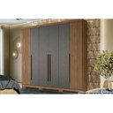 Ver imagem 1 de Guarda Roupa Casal 6 Portas e 4 Gavetas C/ Pés Buriti Jatoba/grafitte - Santos Andirá