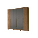 Ver imagem 4 de Guarda Roupa Casal 6 Portas e 4 Gavetas C/ Pés Buriti Jatoba/grafitte - Santos Andirá