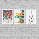 Ver imagem 1 de Kit 3 Quadros Ciclistas Ciclismo 24x18cm:Madeira branca