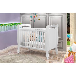 Berço Mini Cama Americano AL 3 em 1 Com Rodinhas 3 Reguágens de Altura Cor Branco JA