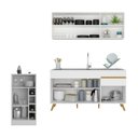 Ver imagem 4 de Armário de Cozinha Compacta com Bancada Americana Veneza Multimóveis Mp2200 Branco/dourado