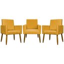 Ver imagem 1 de Kit 3 Poltronas Decorativas Confortáveis Mari - Mostarda Suede