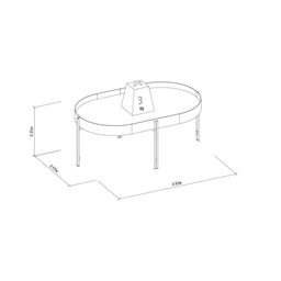 Mesa de Centro Monaco em Couro Caramelo/Nature Linea Brasil - 6