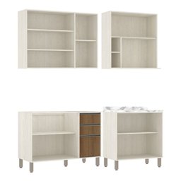 Cozinha Completa Modulada 4 Peças com Vidro Reflecta e Nicho Microondas Linea Luciane Móveis - 2