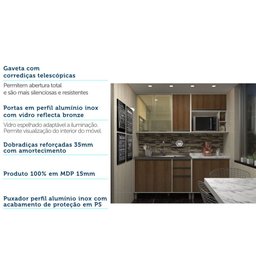 Cozinha Completa Modulada 4 Peças com Vidro Reflecta e Nicho Microondas Linea Luciane Móveis - 5