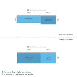 Cozinha Completa Modulada 4 Peças com Vidro Reflecta e Nicho Microondas Linea Luciane Móveis - 3