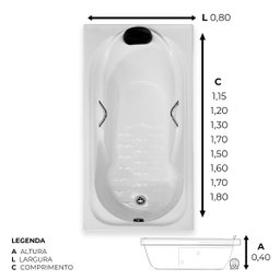 Banheira Retangular Hortênsia Imersão em Acrílico - 127v - 2