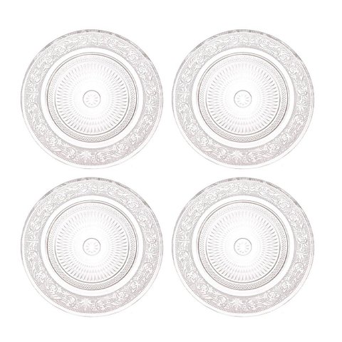 Jogo de Pratos de Sobremesa Império em Vidro 4 Peças 18cm - Hauskraft