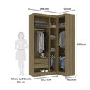 Ver imagem 4 de Guarda Roupas Modulado de Canto Reto 2 Peças com 4 Portas Paris Luciane Móveis