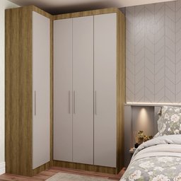 Guarda Roupas Modulado de Canto Reto 2 Peças com 4 Portas Paris Luciane Móveis - 1