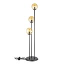 Ver imagem 1 de Abajur Coluna Newton Preto C/ 3 Globo Esfera de Vidro Âmbar  - 3106-3-Am