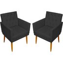 Ver imagem 1 de Kit 2 Poltrona Decorativa Cadeira Base Capitonê Suede Preto