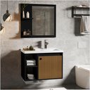 Ver imagem 2 de Gabinete P Banheiro C Espelheira e Cuba Adonis Preto Ripado Ofertamo