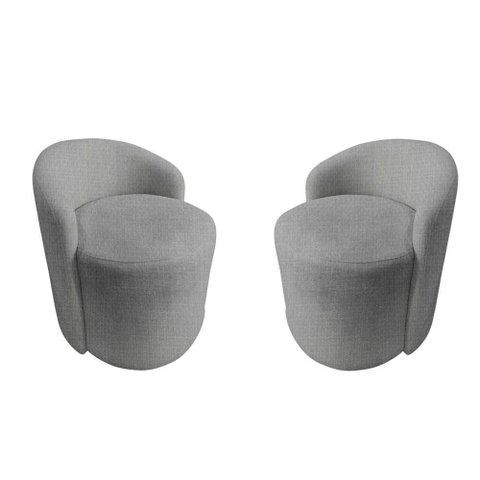 Kit 2 Poltronas Decorativa Yara Orgânica Linho Cinza